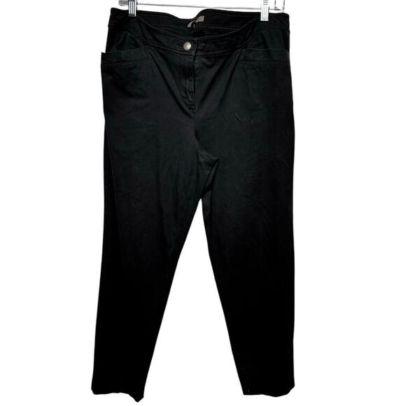 Eileen Fisher Cotton/Spandex Blend Black Chino Tapered Leg Pant Size Medium - Picture 2 of 11